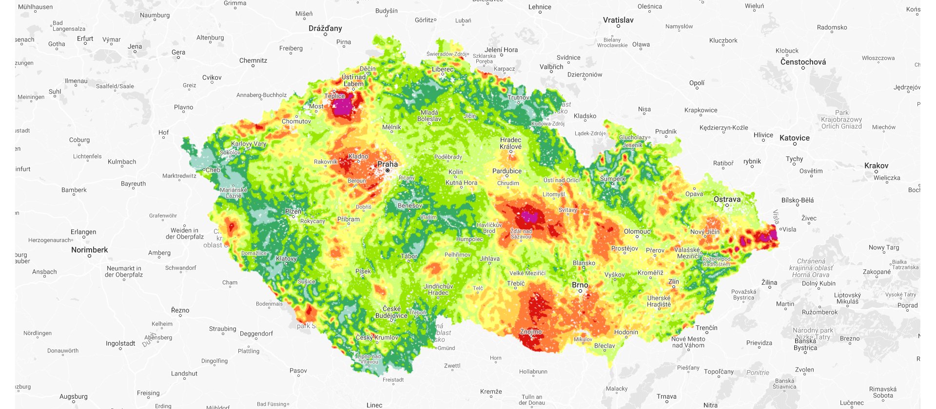 graf mapa ČR