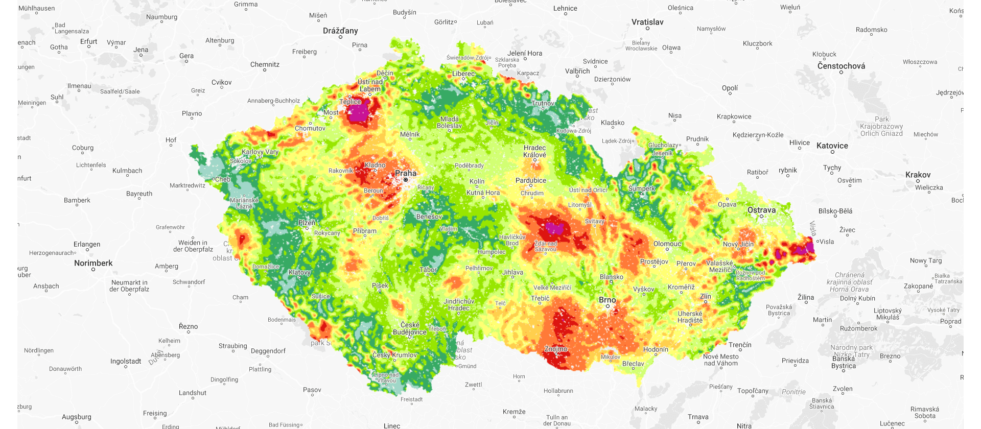 graf mapa ČR