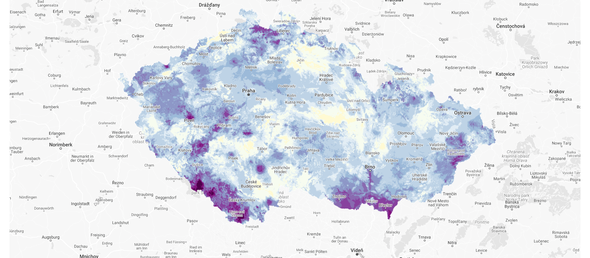 graf mapa ČR