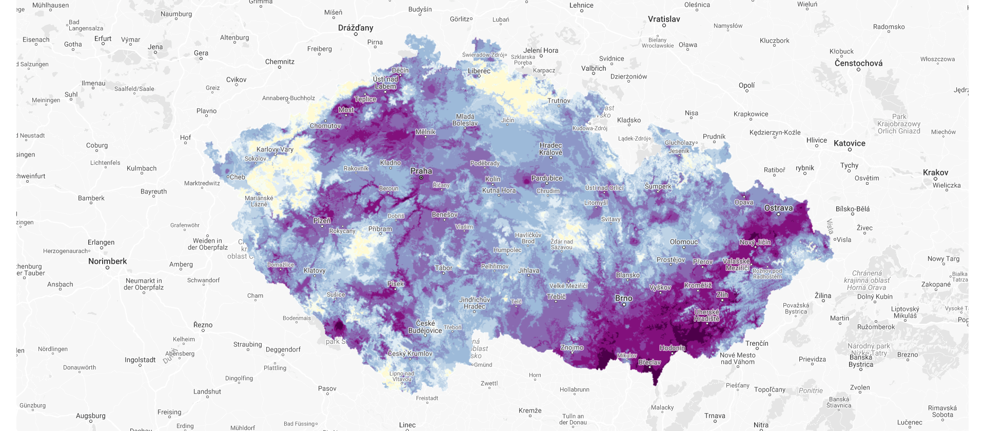 graf mapa ČR