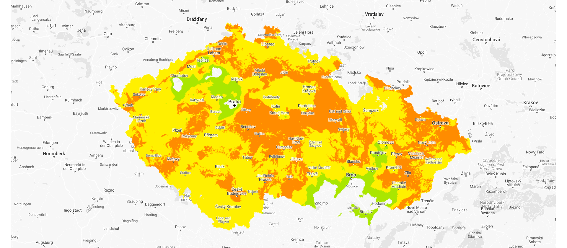 graf mapa ČR